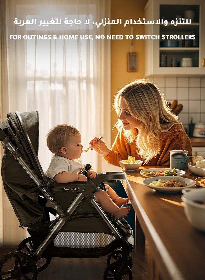 هيبوبي عربة أطفال فاخرة بارتفاع عالي وعكس الاتجاه｜إطار معدني بجودة الطيران｜طي سريع بيد واحدة｜سلة نوم واسعة وسلة تخزين كبيرة｜نظام امتصاص صدمات متطور｜عجلات كبيرة وتحمل حتى 70 كجم - Image 5