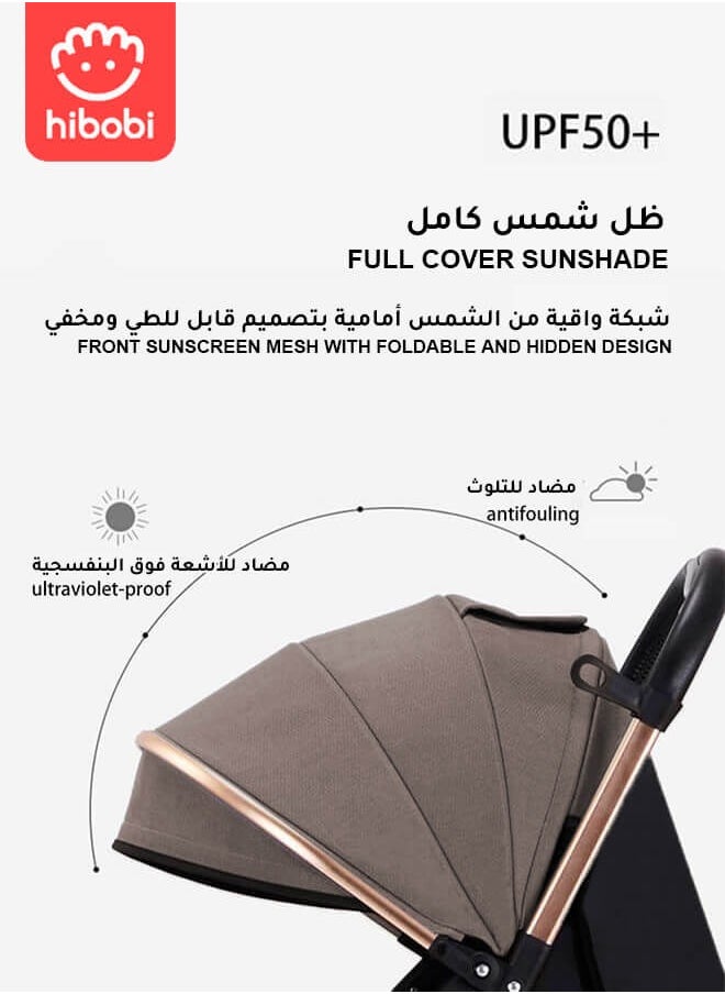 hibobi Portable Foldable Luxury Multi-Function Baby Stroller Reversible Handle Anti-Shock Springs  - Image 4