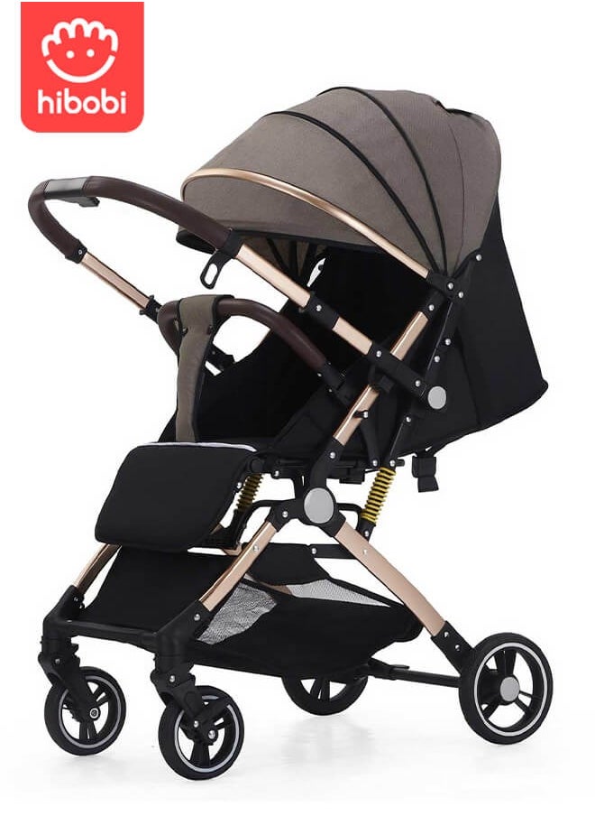 hibobi Portable Foldable Luxury Multi-Function Baby Stroller Reversible Handle Anti-Shock Springs  - Image 1
