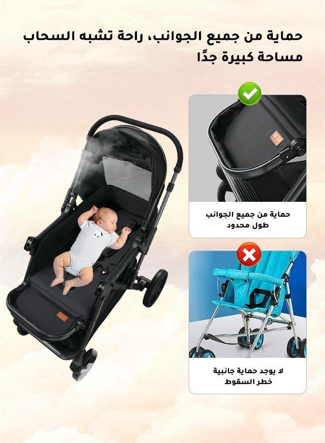 hibobi Luxury High Landscape Reversible Single Stroller｜Aerospace-Grade Metal Frame｜One-Hand Quick Fold｜Extra-Large Sleeping Basket & Storage Basket｜Advanced Shock Absorption System｜Large Wheels & 70KG Load Capacity - Image 4