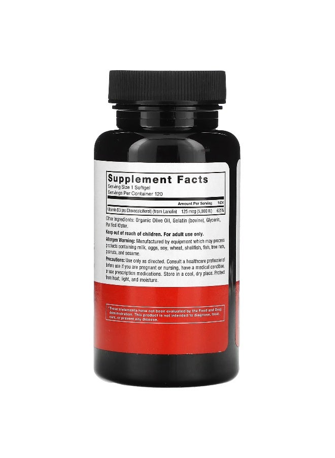 Force Factor Force Factor, Vitamin D3, 125 mcg (5,000 IU), 120 Softgels  - Image 2
