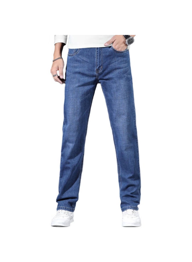 ROMON Jeans For Men, Spring Season Pants, Straight-Leg Trousers, Casual Long Pants, Light Blue, Size 32 - Image 2