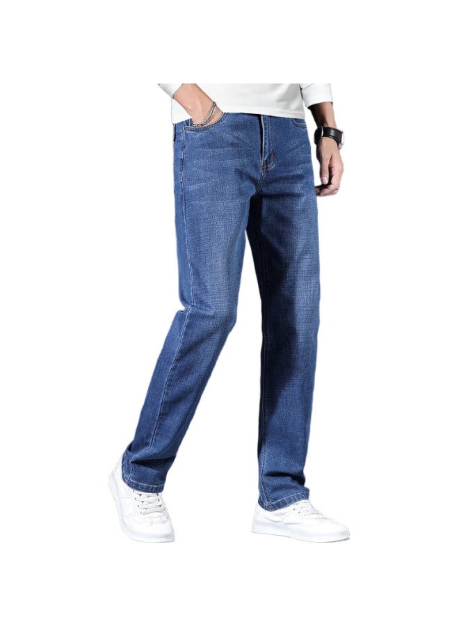 ROMON Jeans For Men, Spring Season Pants, Straight-Leg Trousers, Casual Long Pants, Light Blue, Size 32 - Image 1