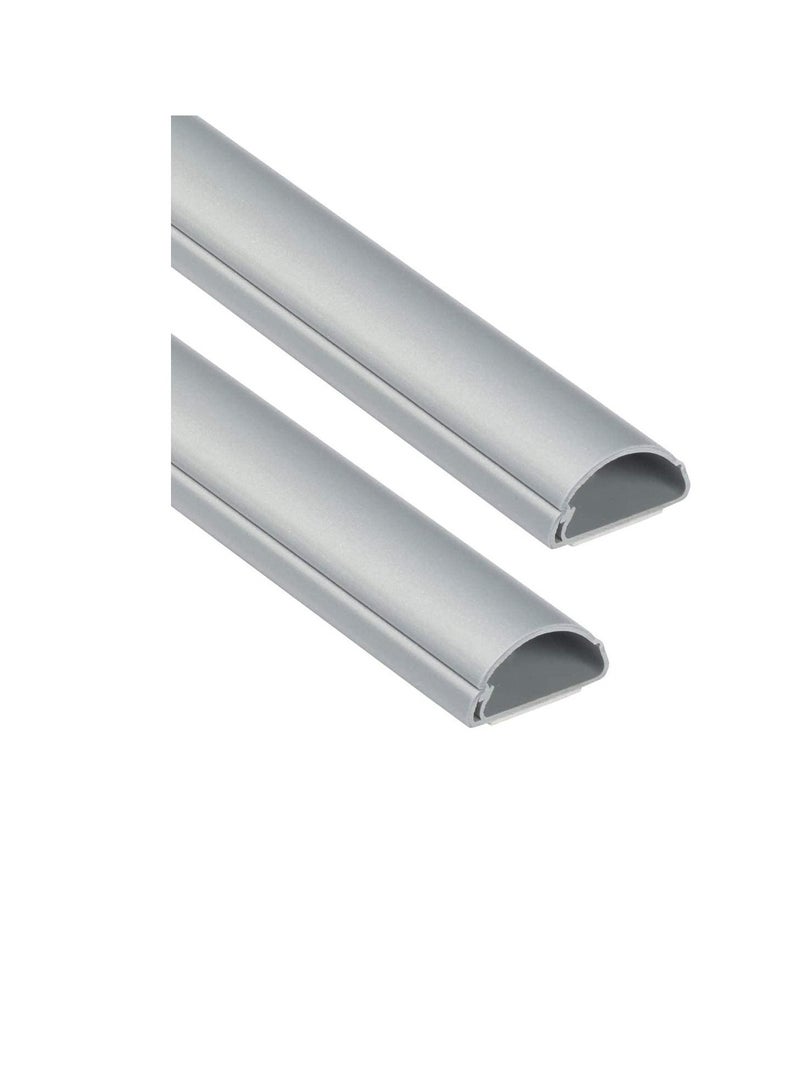 1 Meter Grey Floor PVC Trunking With Self Adhesive Red Sticker Wall Cord Cover Cable Concealer On-Wall Wire Cover Paintable Cable Management - Pack of 2 (10x35MM, Grey)  - Image 3