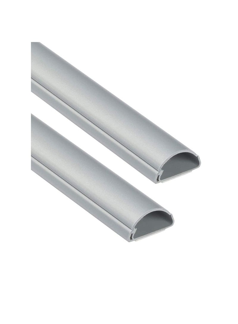 1 Meter Grey Floor PVC Trunking With Self Adhesive Red Sticker Wall Cord Cover Cable Concealer On-Wall Wire Cover Paintable Cable Management - Pack of 2 (10x35MM, Grey)  - Image 2