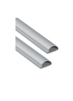 Generic 1 Meter Grey Floor PVC Trunking With Self Adhesive Red Sticker Wall Cord Cover Cable Concealer On-Wall Wire Cover Paintable Cable Management - Pack of 2 (10x35MM, Grey)  - Image 1