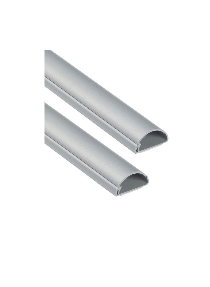1 Meter Grey Floor PVC Trunking With Self Adhesive Red Sticker Wall Cord Cover Cable Concealer On-Wall Wire Cover Paintable Cable Management - Pack of 2 (10x35MM, Grey)  - Image 1