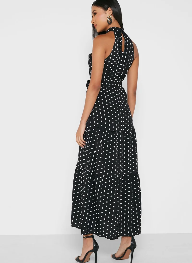 ELLA Polka Dot Halter Neck Dress