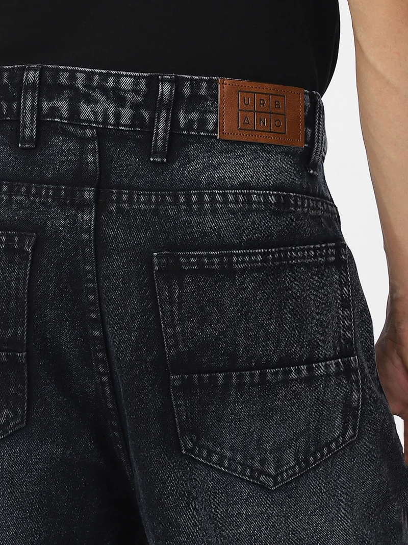 Urbano Fashion  Urbano Fashion Men's Black Loose Baggy Fit Washed Distressed/Torn Jeans Non-Stretchable for Men | Best Price UAE