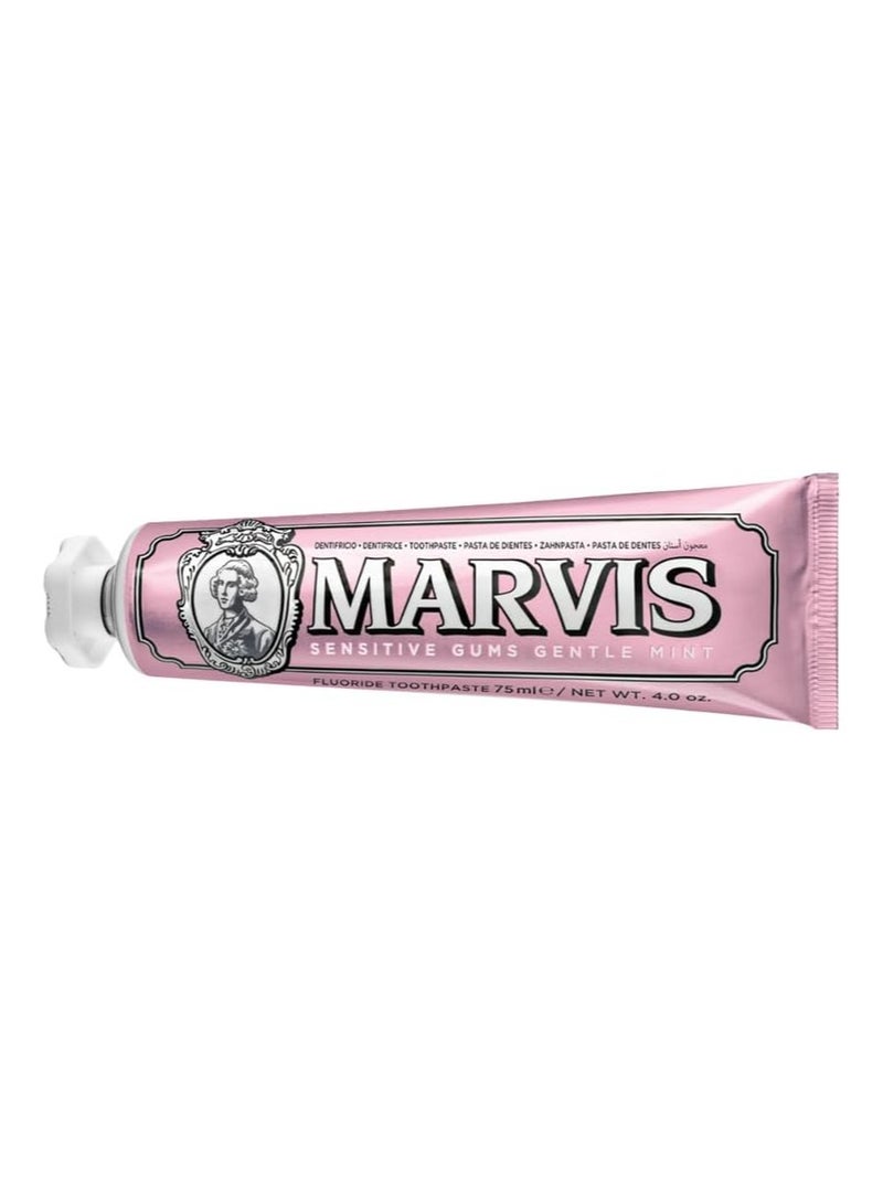 Marvis Sensitive Gums Gentle Mint Toothpaste, 75 ml, Sensational Flavoured Toothpaste Helps Remove Plaque & Reduce Gum Sensitivity, Lasting Freshness - Image 2
