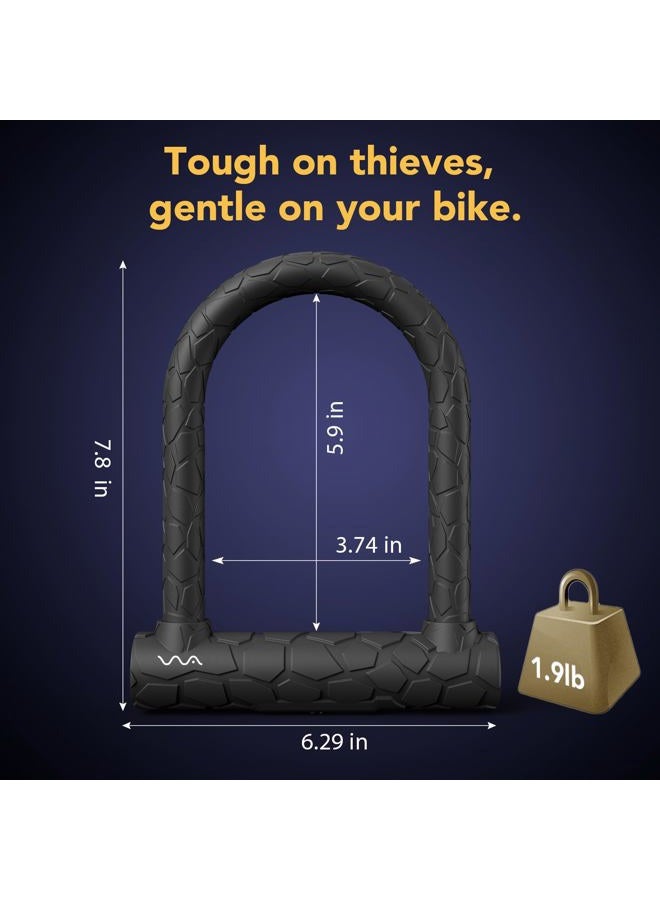VVA Bike U Lock,20mm Heavy Duty Combination Bicycle D Lock Shackle 4ft Length Security Cable with Sturdy Mounting Bracket and Key Anti Theft Bicycle Secure Locks - Image 2
