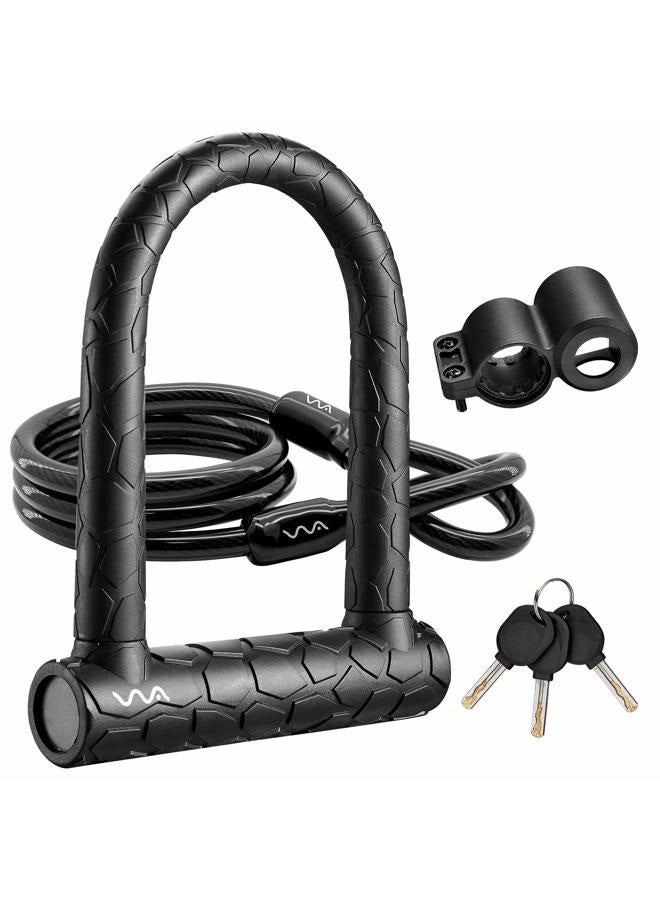 VVA Bike U Lock,20mm Heavy Duty Combination Bicycle D Lock Shackle 4ft Length Security Cable with Sturdy Mounting Bracket and Key Anti Theft Bicycle Secure Locks - Image 1