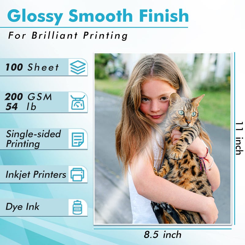KOALA PAPER Koala Glossy Inkjet Photo Paper Thick 8.5X11 Inches 100 Sheets 54lb Picture Paper for Inkjet Printer Use DYE INK for Family Photos Letter Size 200gsm - Image 2