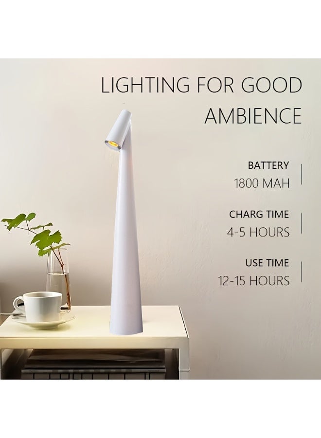 مصباح طاولة LED صغير بثلاث مستويات للتحكم في الإضاءة - يعمل باللمس، قابل للطي، مزود بمنفذ USB - مصباح مثالي للقراءة بجانب السرير لغرفة النوم (قطعة واحدة، أبيض) - Image 3