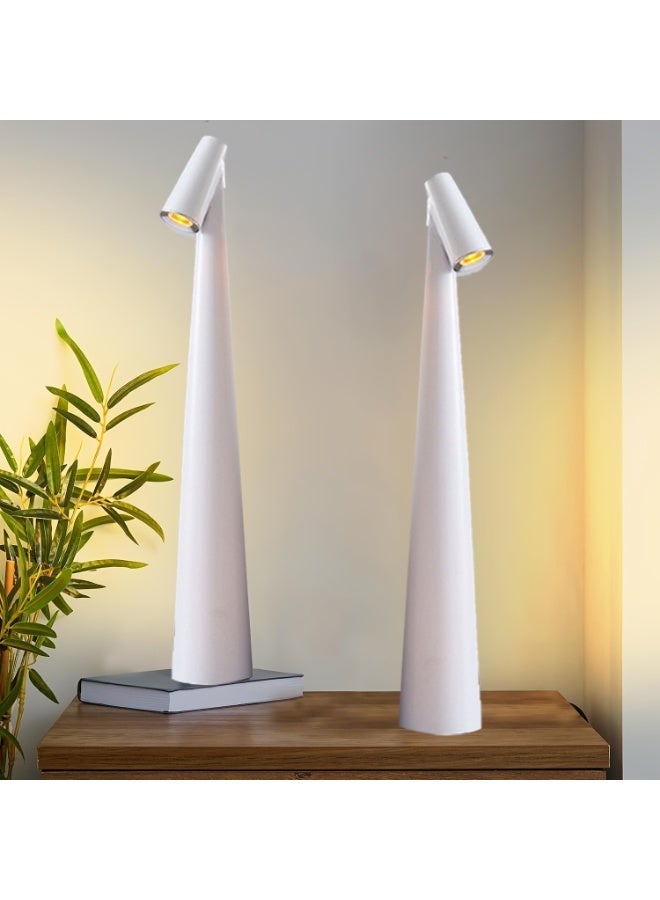 مصباح طاولة LED صغير بثلاث مستويات للتحكم في الإضاءة - يعمل باللمس، قابل للطي، مزود بمنفذ USB - مصباح مثالي للقراءة بجانب السرير لغرفة النوم (قطعة واحدة، أبيض) - Image 1