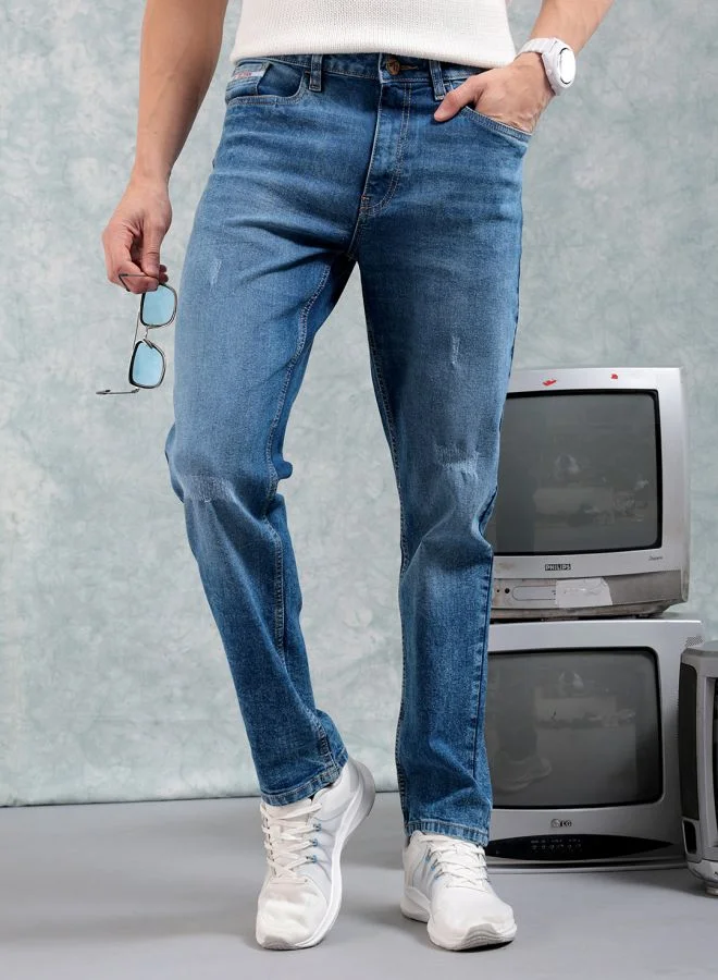 The Indian Garage Co Men Slim Fit Solid Mid-Rise Stretchable Jeans