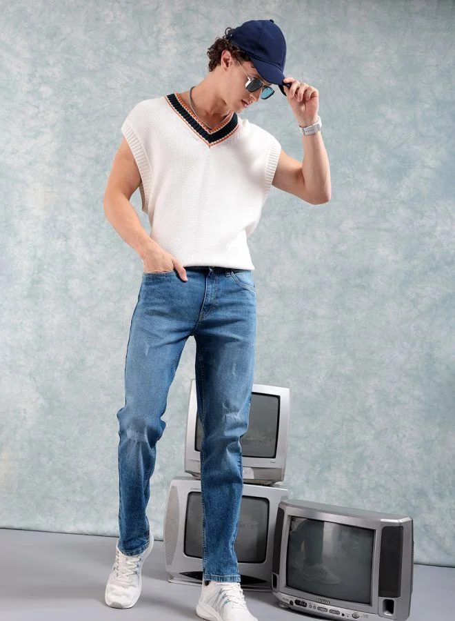 The Indian Garage Co Men Slim Fit Solid Mid-Rise Stretchable Jeans