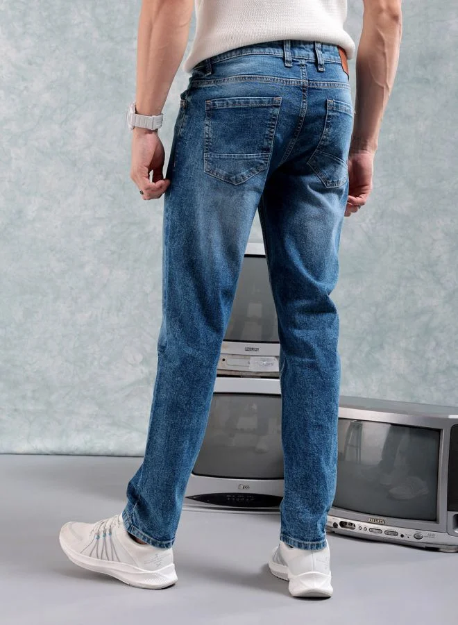 The Indian Garage Co Men Slim Fit Solid Mid-Rise Stretchable Jeans
