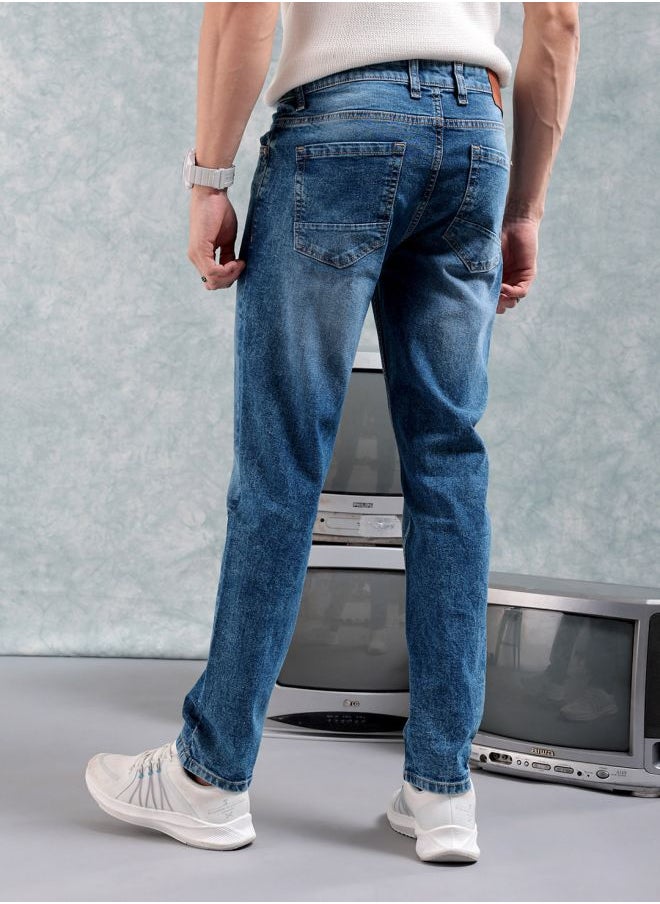 The Indian Garage Co Men Slim Fit Solid Mid-Rise Stretchable Jeans  - Image 2