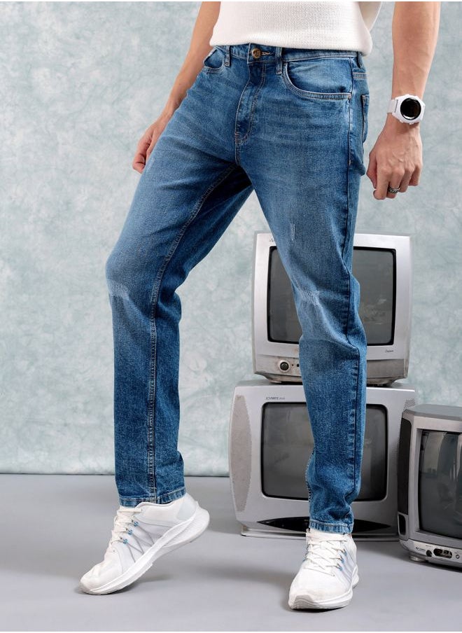 The Indian Garage Co Men Slim Fit Solid Mid-Rise Stretchable Jeans  - Image 3