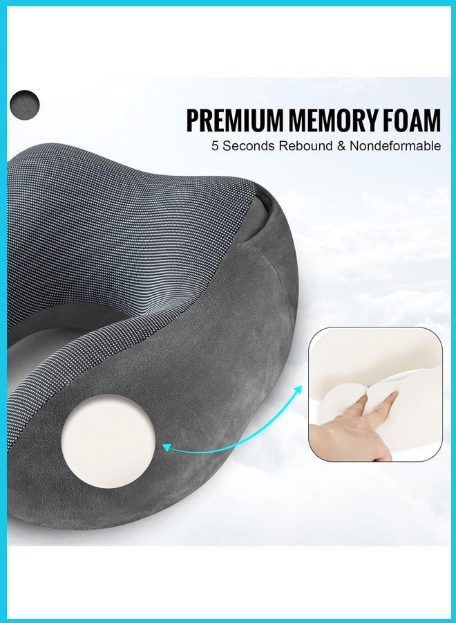 KIEA Travel Pillow, Neck Pillow for Travel with Hood for Airplane, Velvet Memory Foam Neck Pillow Adult Head  Neck Support, for Long Flights Plane, Office, Cars Sleeping  Rest (Black) - Image 5