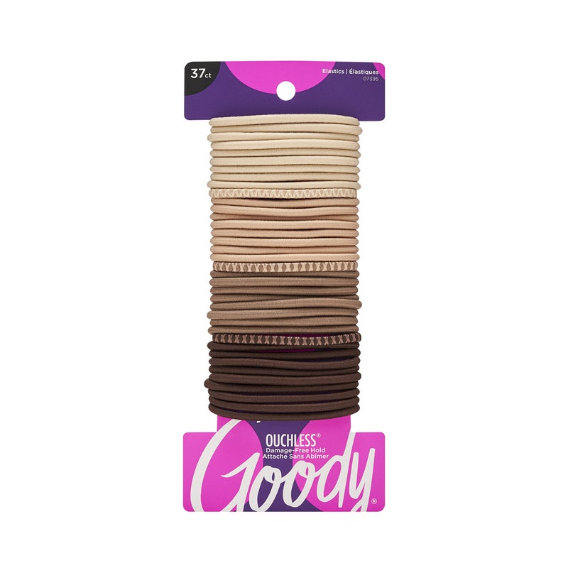 Goody Ouchless Hair Elastics â€“ No Pull, No Breakage, Tangle-Free Hold for Thick, Curly, Coily & Textured Hair â€“ 37 Count, Blonde, Long-Lasting Ponytail Holders for Women & Men - Image 1