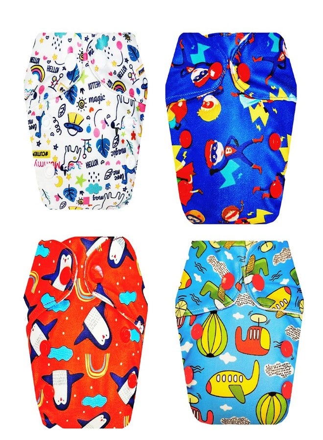 Dumbledo Premium Newborn Cloth Diaper with Integrated Insert (Pack of 4) | Dry Feel and Comfortable | 6-Layer Absorbent Pad | Easy to Clean | All-Day Wear | 0 - 4 Months | Unisex Baby - Image 1