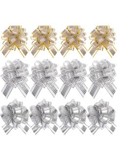 30Pcs Silver Pull Bows, Large Christmas Pull Bows Shiny Gift Wrapping Bows For Christmas Holiday Wedding Gift Box Baskets Decoration