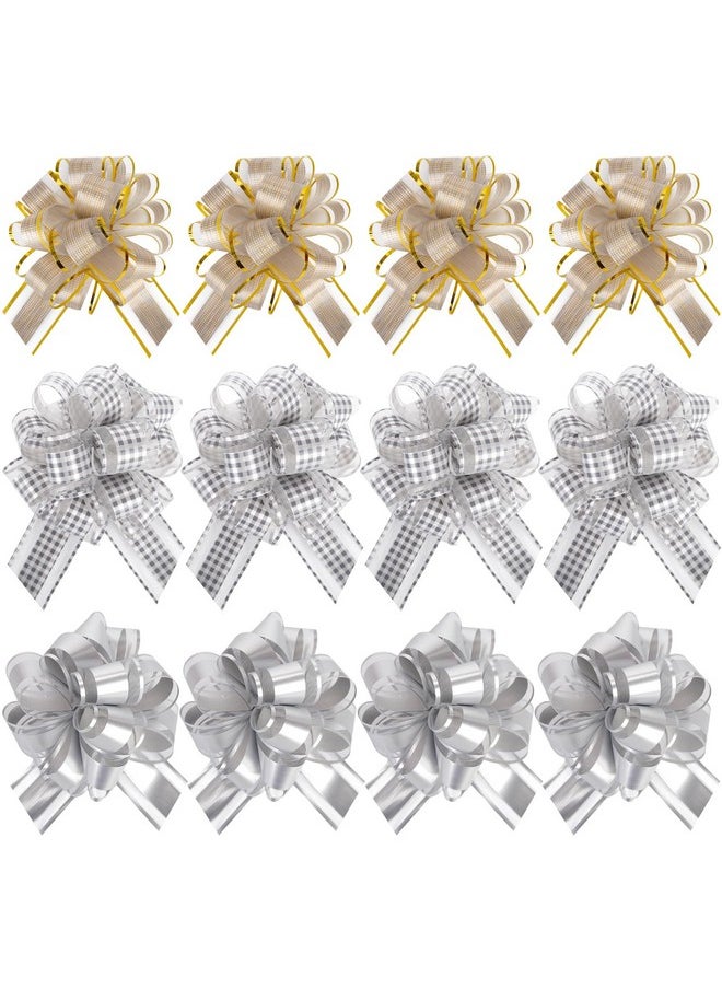 Shindel - 30Pcs Silver Pull Bows, Large Christmas Pull Bows Shiny Gift Wrapping Bows For Christmas Holiday Wedding Gift Box Baskets Decoration - Image 1