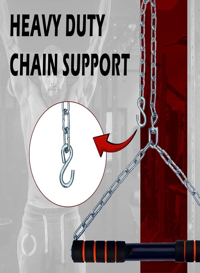 قضيب لزيادة الطول للتعليق للاستخدام المنزلي/الصالة الرياضية للرجال والأطفال والأولاد والبالغين مزود بسلسلة قضيب سحب شديدة التحمل (4 أقدام) - Image 3