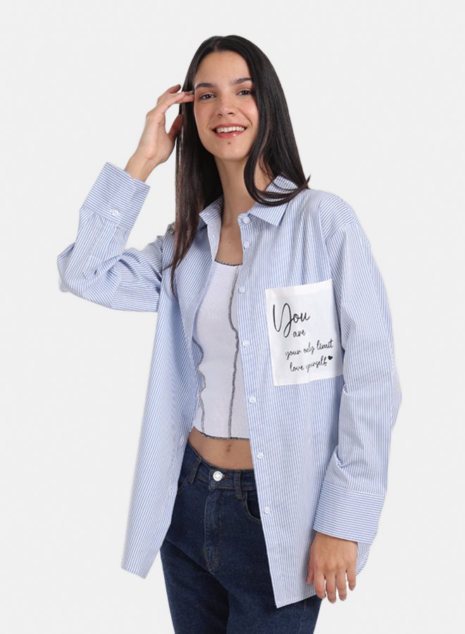 Carina Striped Shirt with Printed Pocket - Image 2