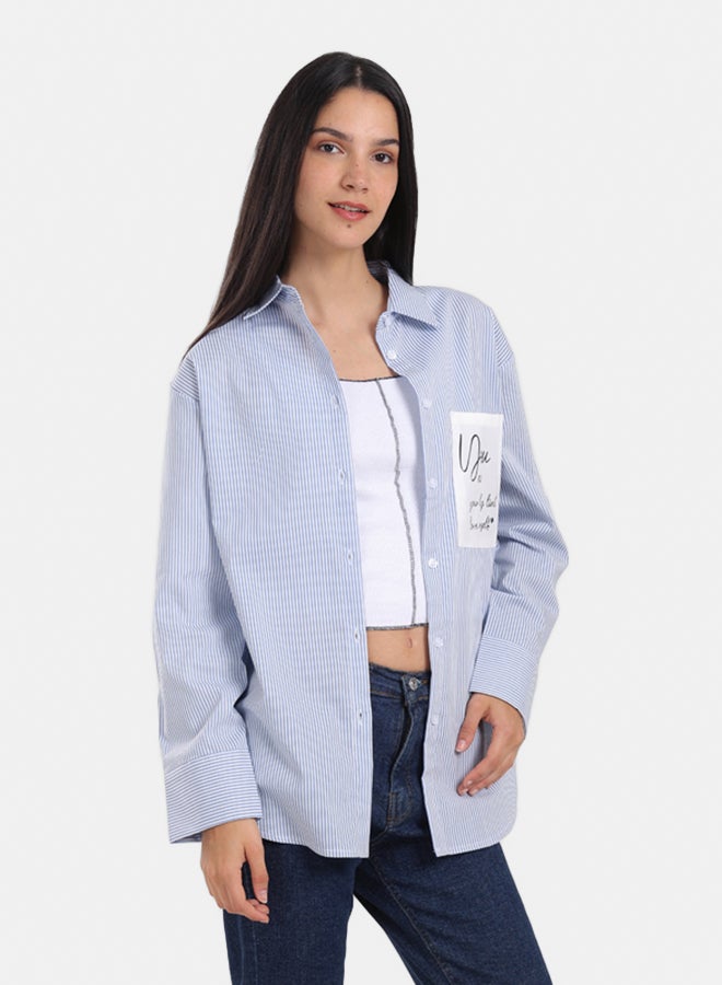 Carina Striped Shirt with Printed Pocket - Image 3