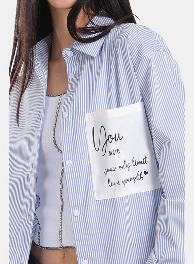 Carina Striped Shirt with Printed Pocket - Image 5