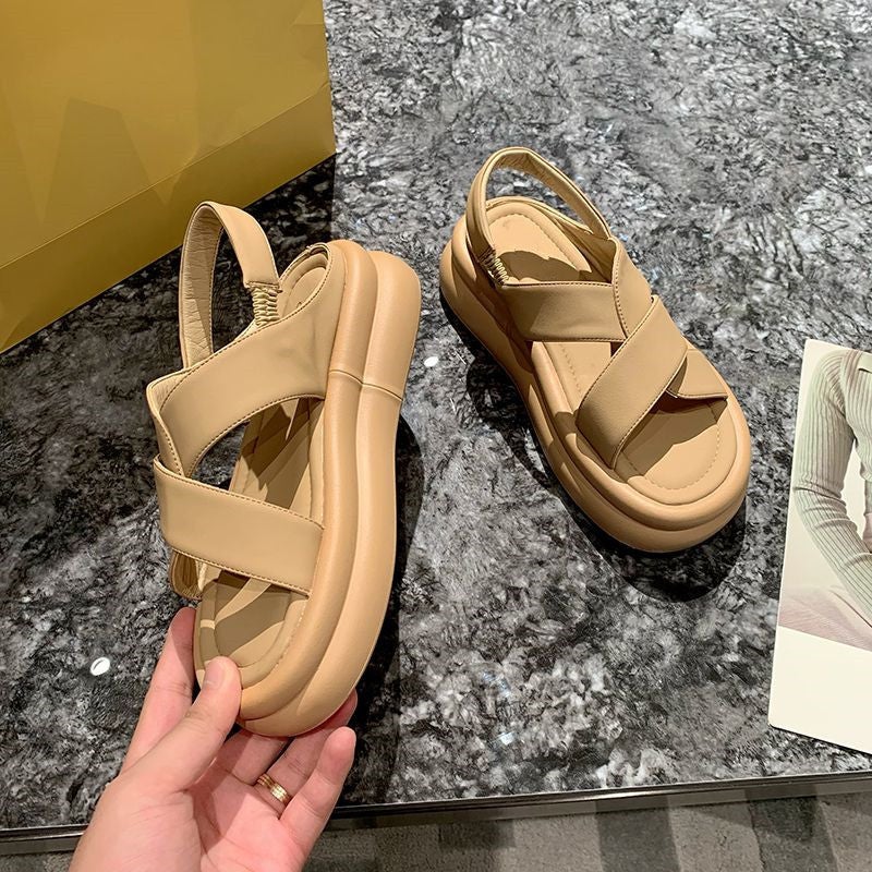 Size 35-43 Sandals For Women 41 Outer Wear Platform Thick-Soled Beach Shoes French Style With Skirt Roman Shoes 42 Large Size Women'S Shoes - Image 5