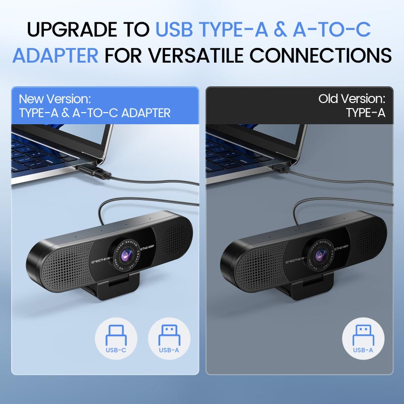 eMeet كاميرا ويب EMEET C960 بدقة 1080P مع ميكروفون، 2 ميكروفون، زاوية رؤية 90 درجة، USB نوع A ومحول A إلى C، تركيز ثابت، كاميرا كمبيوتر قابلة للتوصيل والتشغيل لاستخدامها مع زووم/تيمز/فايس تايم/يوتيوب/جوجل ميت/سويتش 2، إصدار 2025 - Image 5