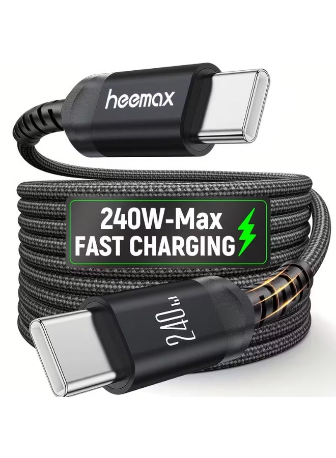 Himax Type C-C Fast Charging Cable240 Watt for iPhone 15 16 Series and Samsung,1Meter, PD/QC3.0, Braided USB-C Cord,Black - Image 1