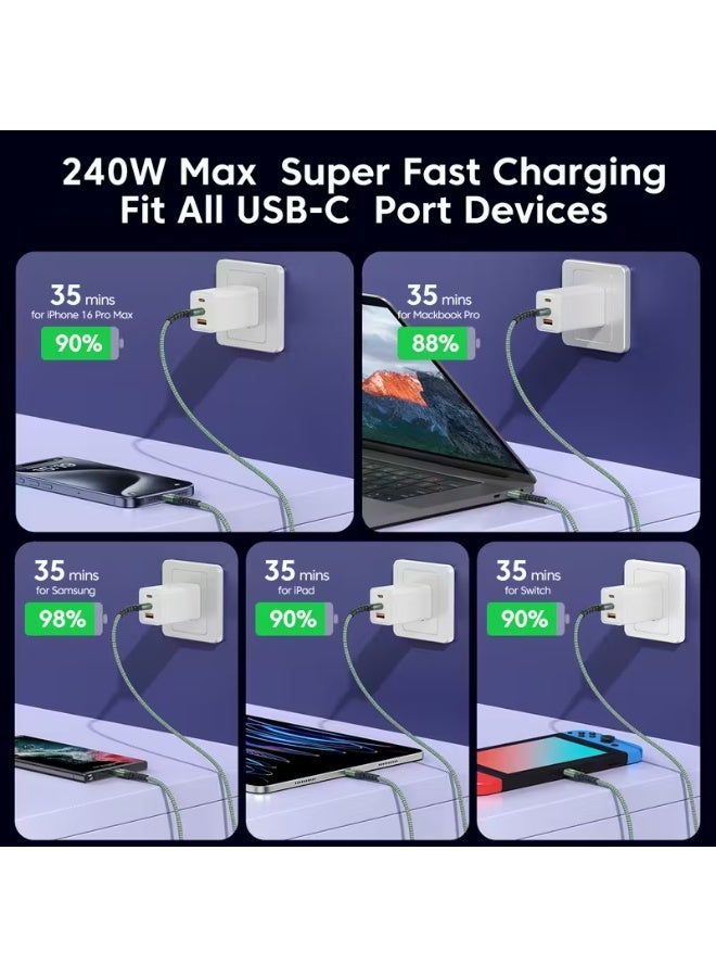 Himax Type C-C Fast Charging Cable240 Watt for iPhone 15 16 Series and Samsung,1Meter, PD/QC3.0, Braided USB-C Cord,Black - Image 2