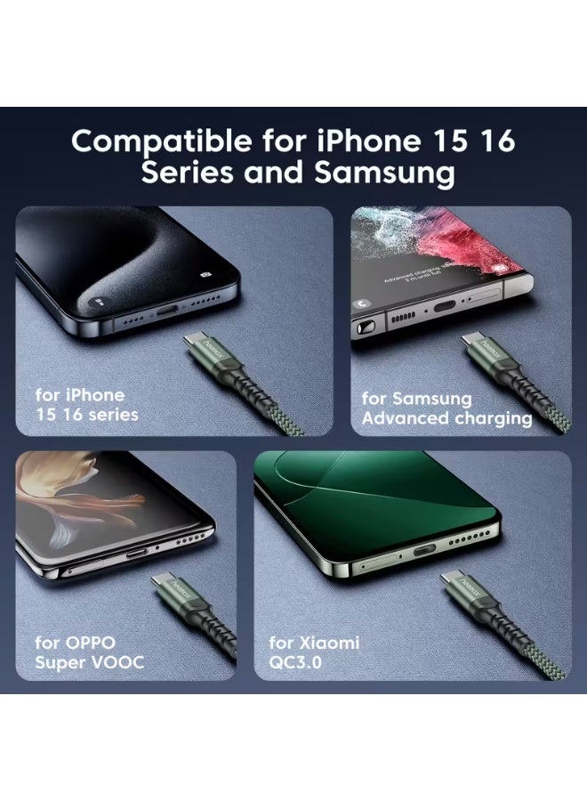 Himax Type C-C Fast Charging Cable240 Watt for iPhone 15 16 Series and Samsung,1Meter, PD/QC3.0, Braided USB-C Cord,Black - Image 4