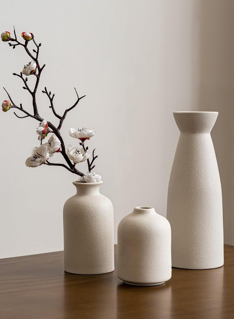 Vintage Finds Ceramic Handmade Vase Set of 3 Modern Boho Vases for Flower Pampas, Fit for Office Living Room Desk Shelf Décor  - Image 1