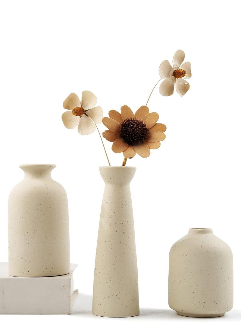 Vintage Finds Ceramic Handmade Vase Set of 3 Modern Boho Vases for Flower Pampas, Fit for Office Living Room Desk Shelf Décor  - Image 2