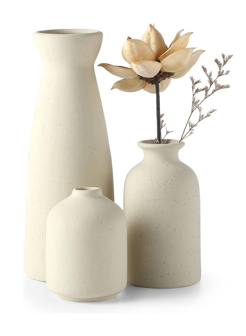 Vintage Finds Ceramic Handmade Vase Set of 3 Modern Boho Vases for Flower Pampas, Fit for Office Living Room Desk Shelf Décor  - Image 3