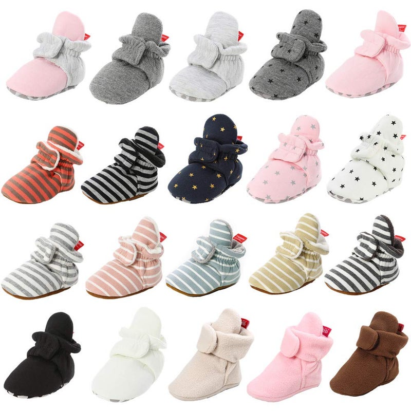HsdsBebe Unisex Newborn Baby Cotton Booties NonSlip Sole for Toddler Boys Girls Infant Winter Warm Fleece Cozy Socks Shoes612 months
