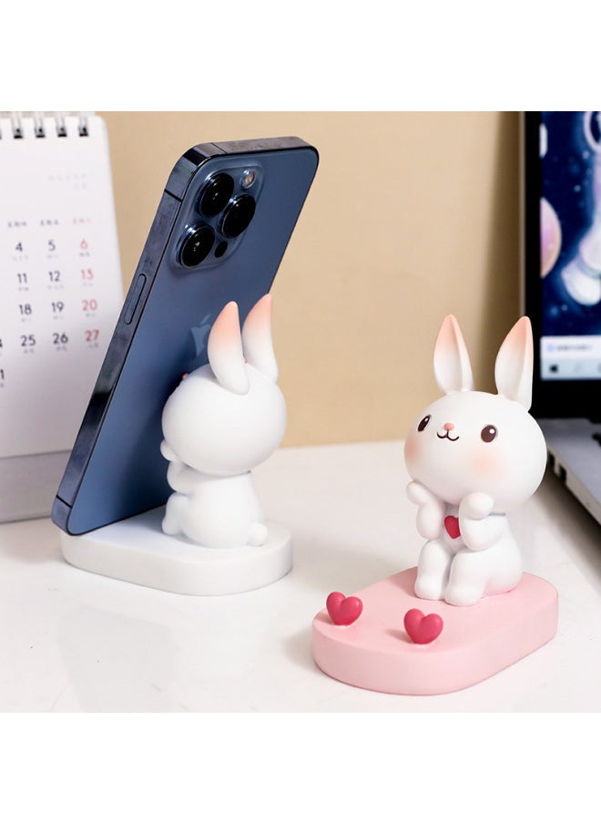 Generic - Creative Cute Rabbit Mobile Phone Bracket Modern Living Room Home Wine Cabinet Office Desktop Children's Room Decorations Wholesale-Color:204a Light Color Rabbit - Image 1