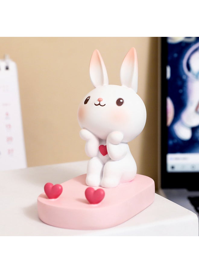 Generic - Creative Cute Rabbit Mobile Phone Bracket Modern Living Room Home Wine Cabinet Office Desktop Children's Room Decorations Wholesale-Color:204a Light Color Rabbit - Image 1