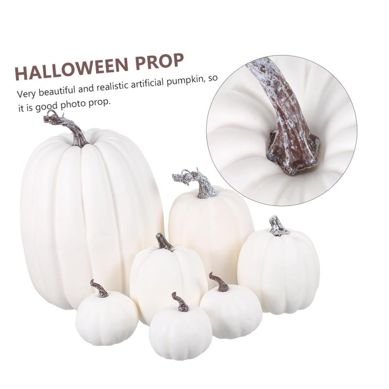 7 Pieces Artificial Pumpkin Ornaments Halloween Decoration Realistic Fake Fall Outdoor Use - Image 4