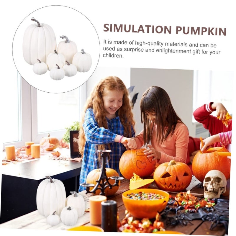 7 Pieces Artificial Pumpkin Ornaments Halloween Decoration Realistic Fake Fall Outdoor Use - Image 3