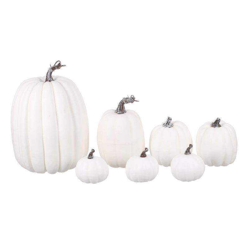 7 Pieces Artificial Pumpkin Ornaments Halloween Decoration Realistic Fake Fall Outdoor Use - Image 2