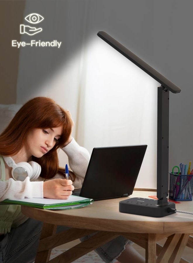 Addtam LED Desk Lamp, Power Strip with 3 Outlets 4 USB Charging Ports(2 USBC), 4 Modes 5 Level Brightness Touch Lamp, Small Desk Lamp for Home Office College Dorm Room Essentials - Image 5