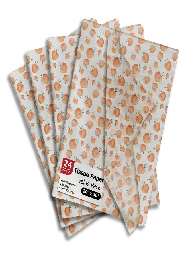 Pro Supply Global Peaches Printed Tissue Paper for Gift Bags or Boxes and Wrapping - Summer Bulk Decorative Art Tissue Paper for Packaging and Gifting | 24 Sheets 20" x 30" - Image 1