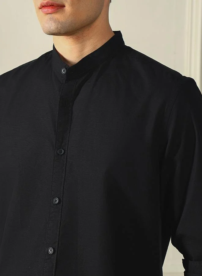 Dennis Lingo Mandarin Collar Regular Fit Casual Shirt by Styli
